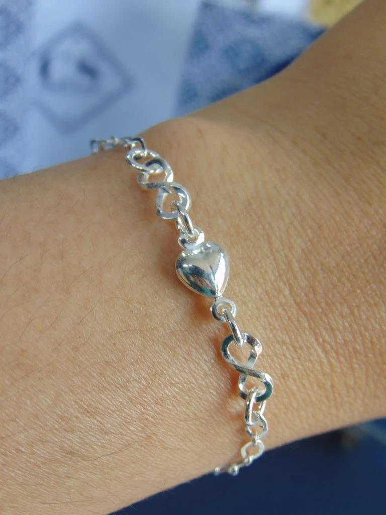 PULSERA PLATA LEY 925 OVALADA DIJES INFINITOS CORAZON GLOBO 3MM | 18CM  + 5CM EXTENSOR
