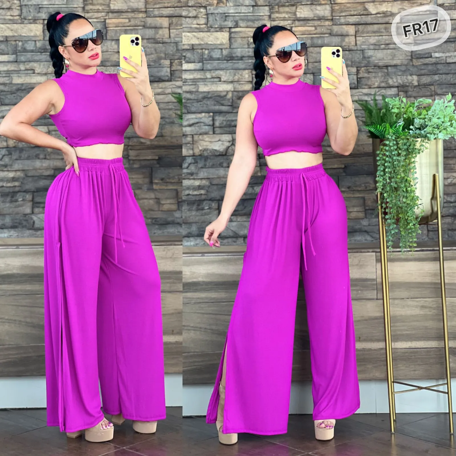 Conjunto pantalon abierto y top