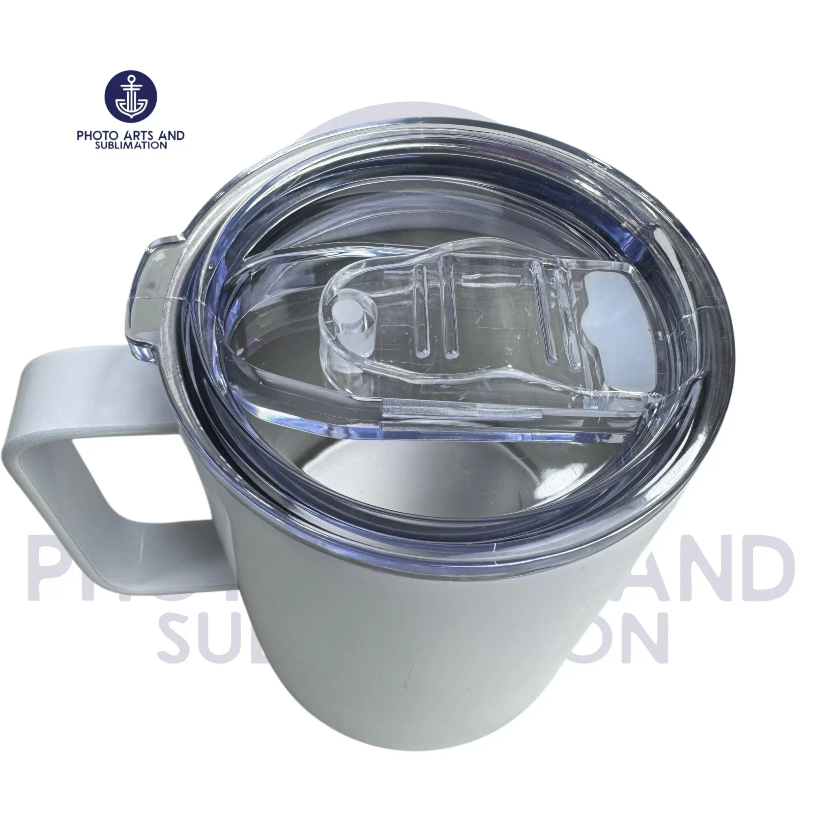 Mug Blanco Acero con Tapa Transparente 4
