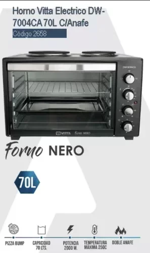 Horno Electrico VITTA 70 Lts. C/Anafe 2