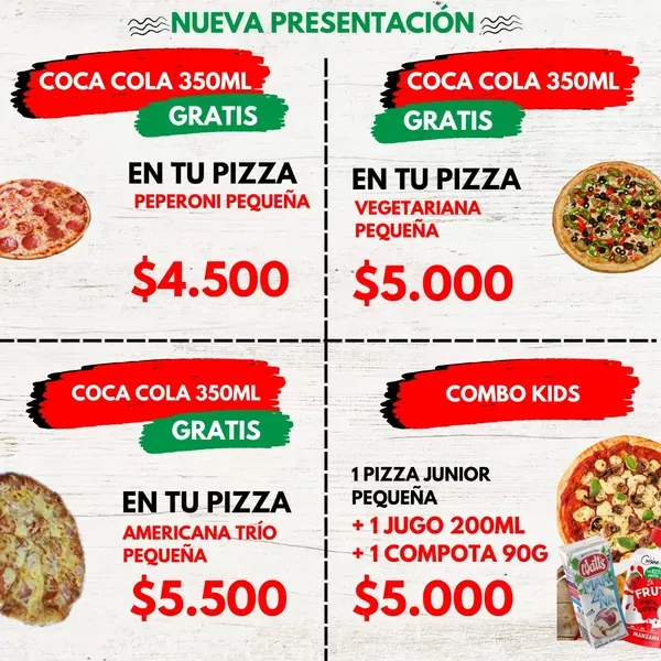 PIZZA PEQUEÑA + BEBIDA 