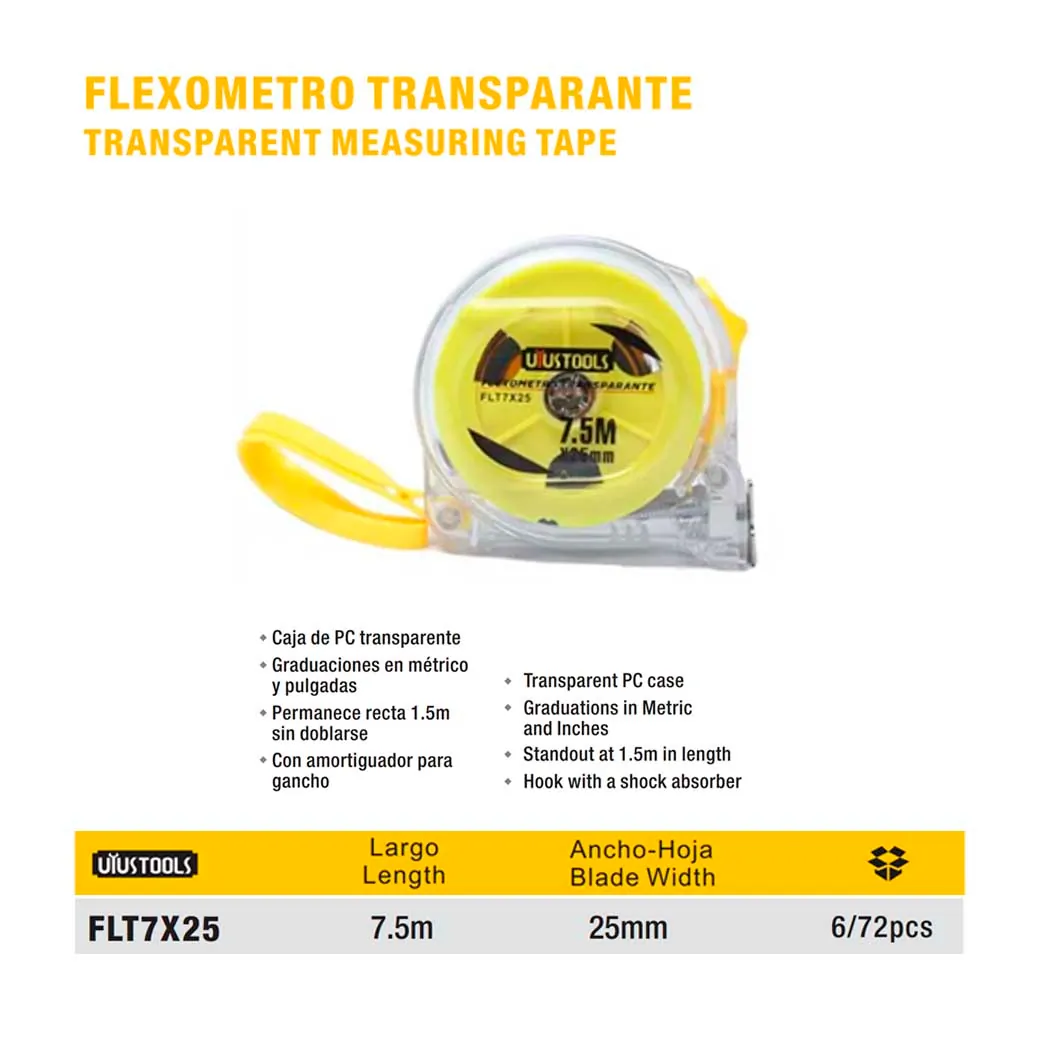 FLEXO transparente UYUST 7.5M X 25mm