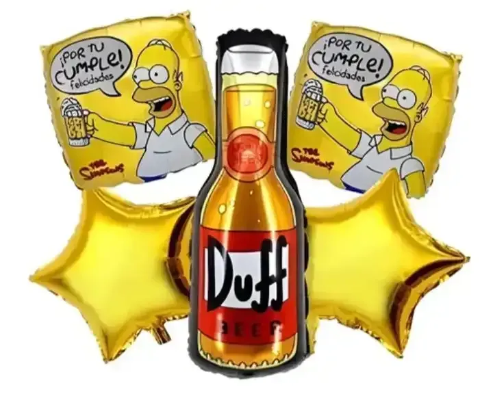 Set 5 globos metalizado cerveza duff 