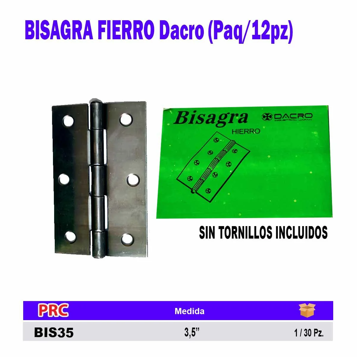 BISAGRA FIERRO Dacro (Paq/12pz) 3.5"