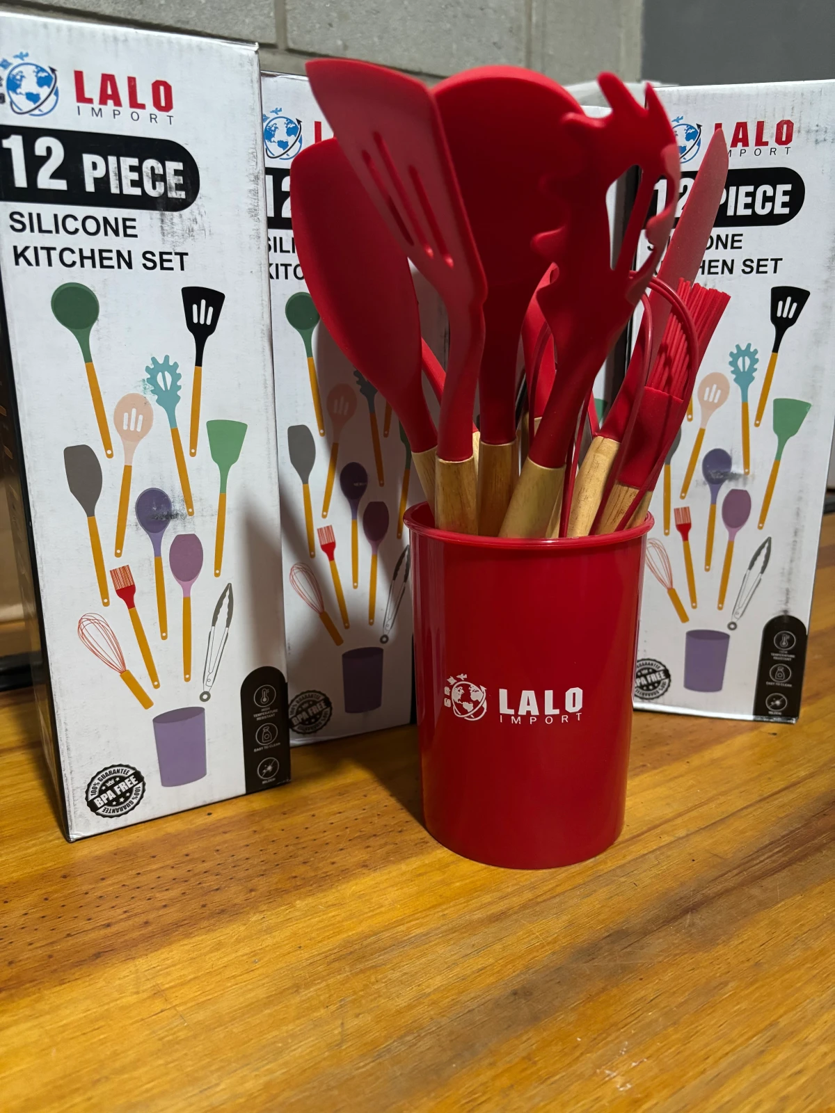 UTENSILLOS DE COCINA DE SILICONA 12 PIEZAS ROJO