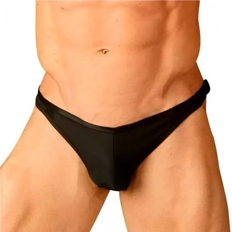 Tanga Slip Desmontable Negra Masculina con Velcro Pasionel