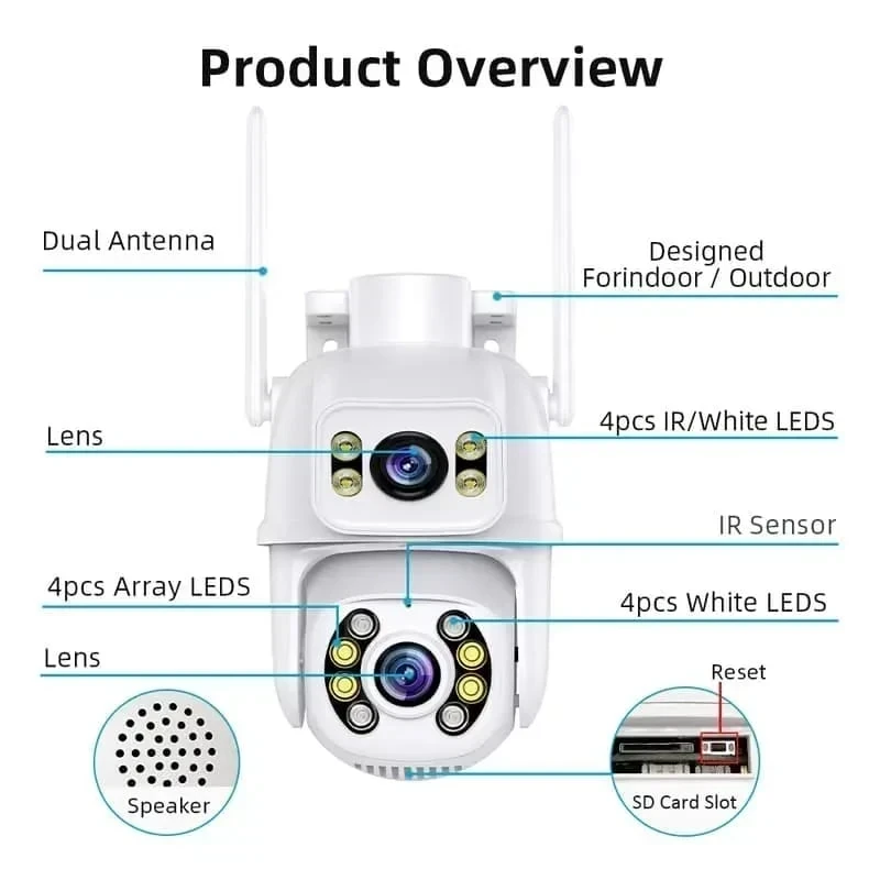 Cámara De Seguridad De 8mp Doble lente Ptz  Wifi Alarm 4