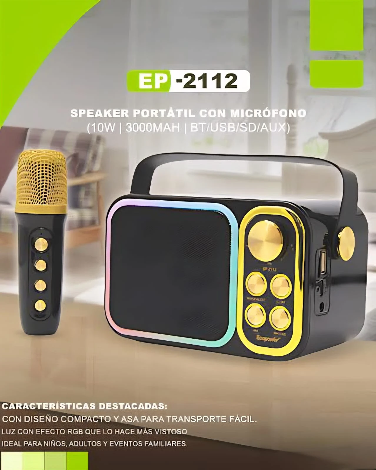 PARLANTE ECOPOWER EP-2112 C/MICRÓFONO