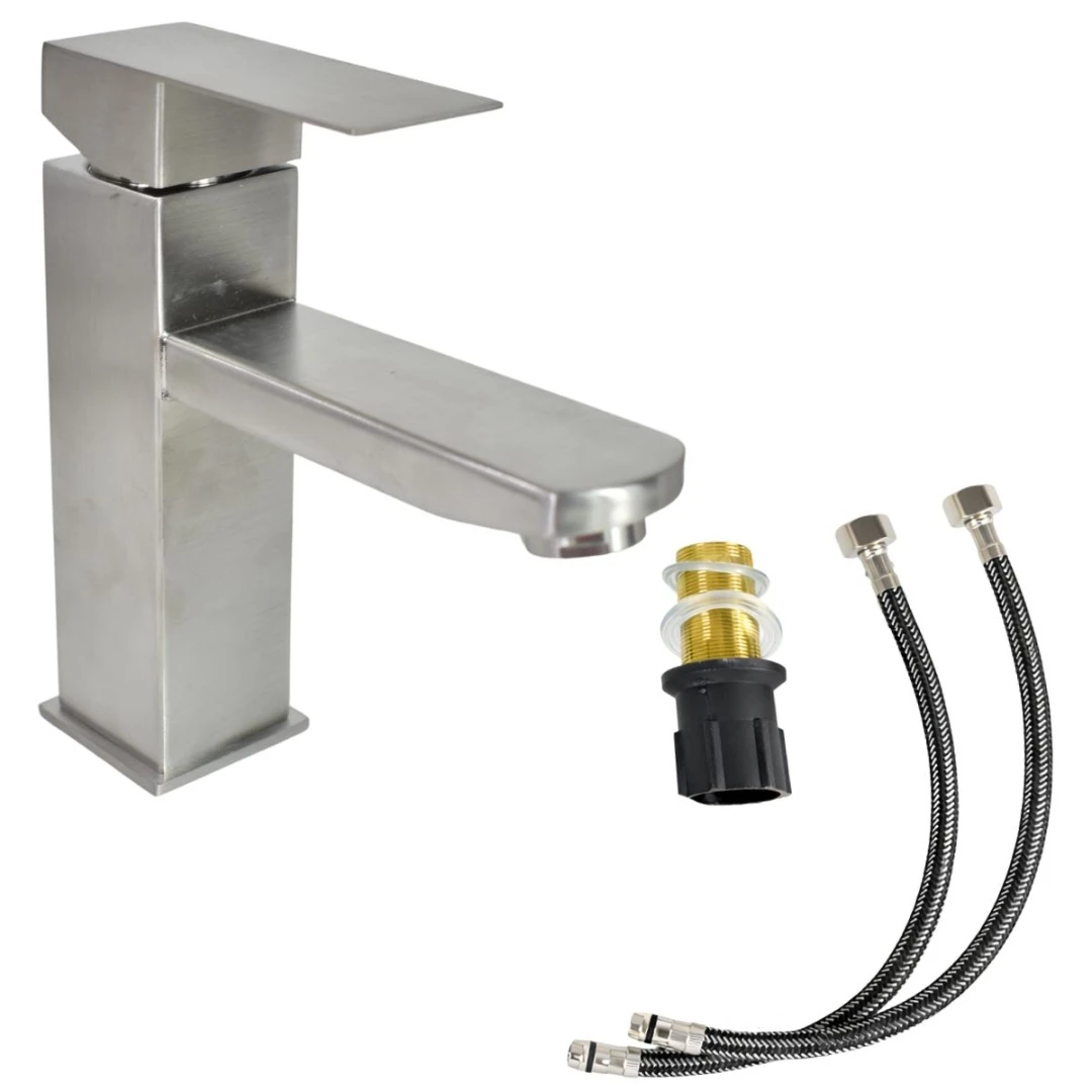 Canilla de Acero Inox. Monocomando Neg/Pla 3