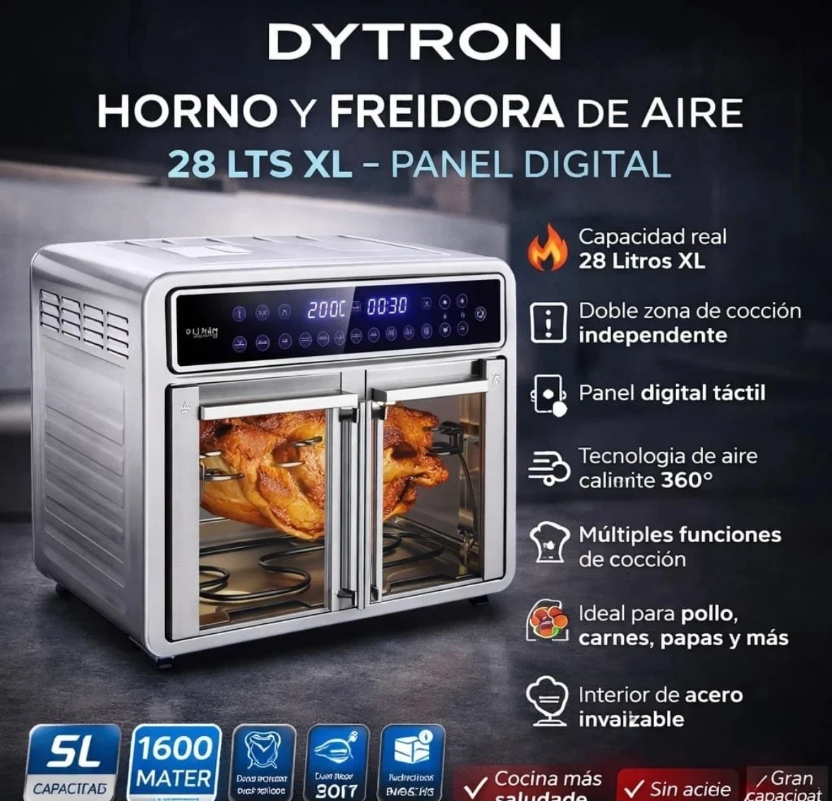 HORNO Y FREIDORA DE AIRE DITRON 28l