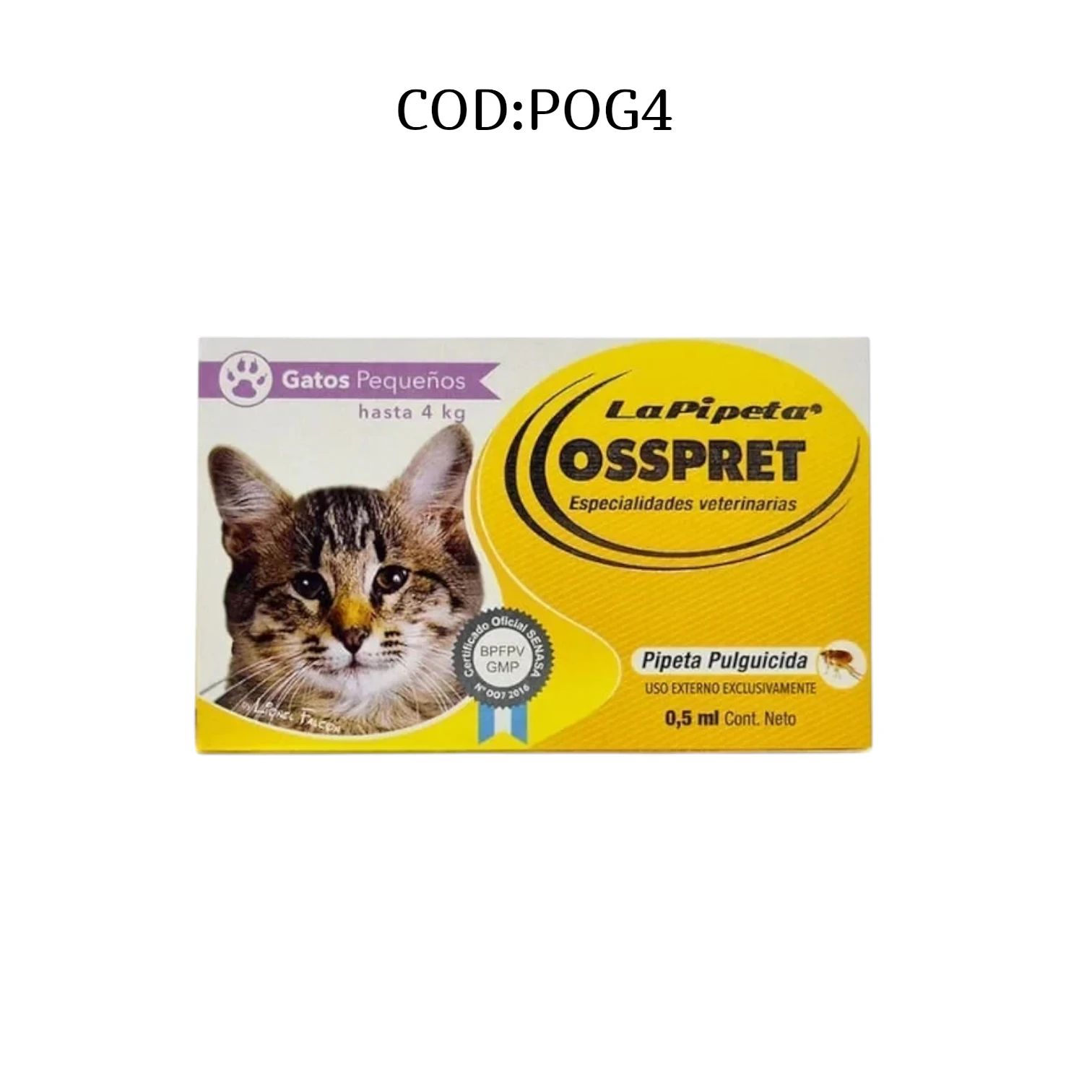 PIPETA OSSPRET GATO HASTA 4KG