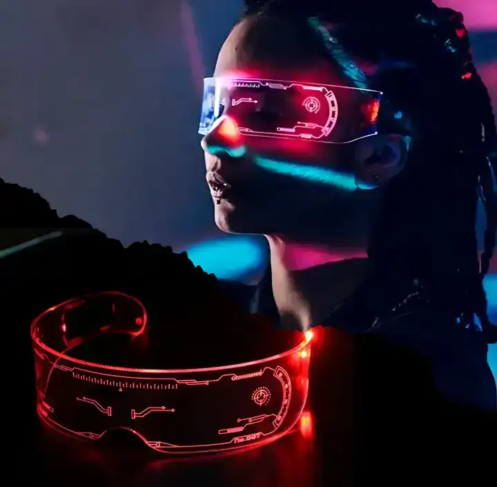 Anteojo futurista transparente luminoso x 2 unidades  3