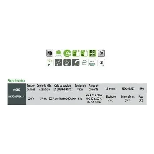 Máquina De Soldar Inverter Mig Mma Rmb Micro-vertex 210 Verde 5