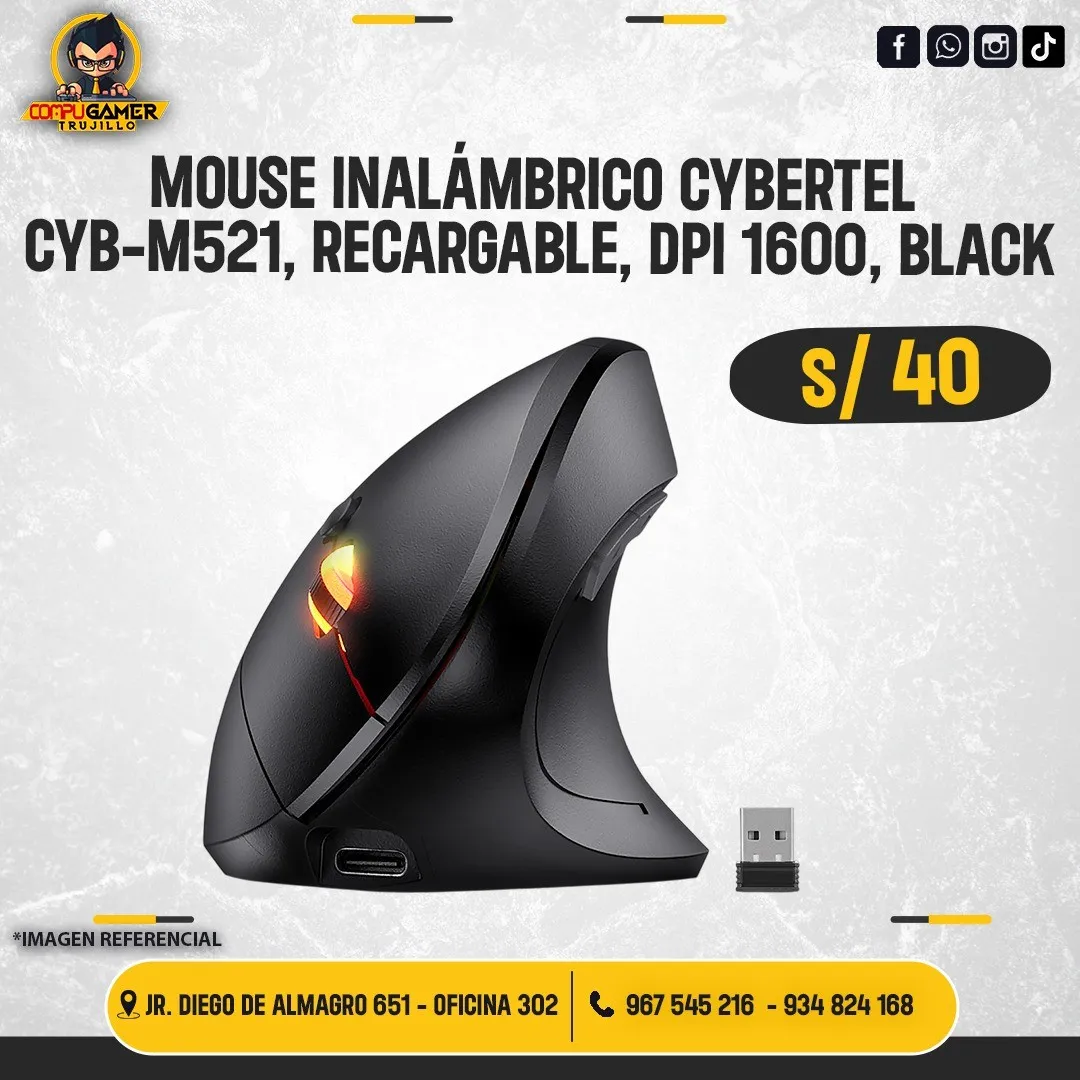 MOUSE INALÁMBRICO CYBERTEL CYB M521 BLACK