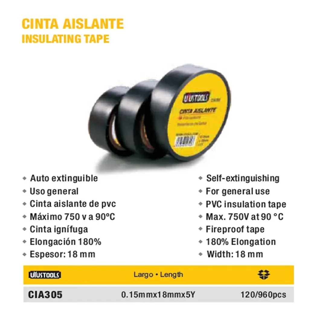 CINTA AISLANTE NEGRO 5 Yard UYUST 0.15x18mm