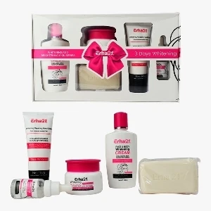 SET DE 5 PIEZAS PARA SKIN CARE ERHA 21 EMPAQUE FUCSIA Y BLANCO
