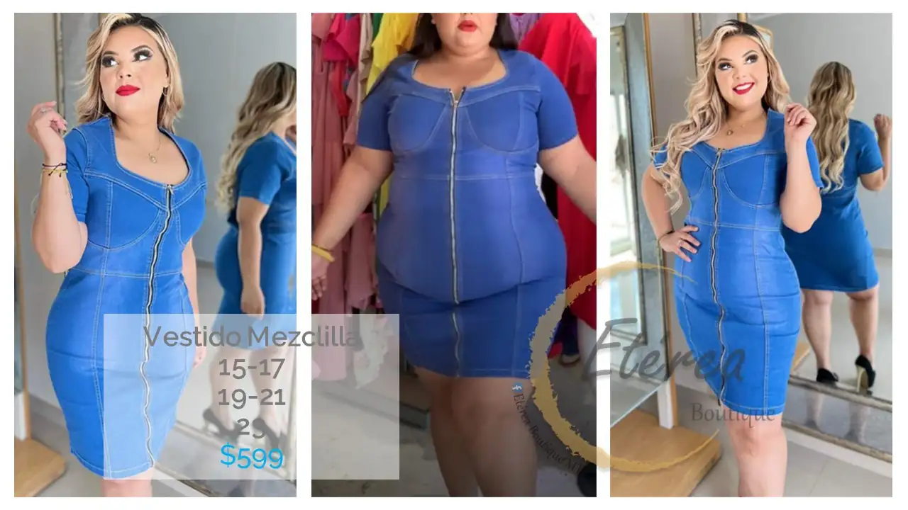 Vestido mezclilla cierre completo  3