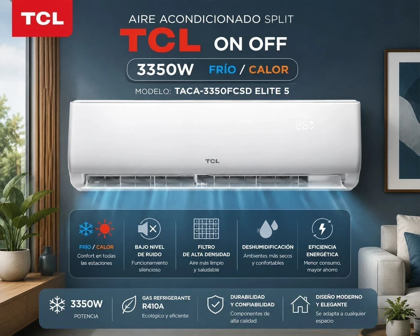 AIRE ACONDICIONADO TCL 3350W FRÍO/CALOR  ‼️SOLO POR PEDIDOS ‼️