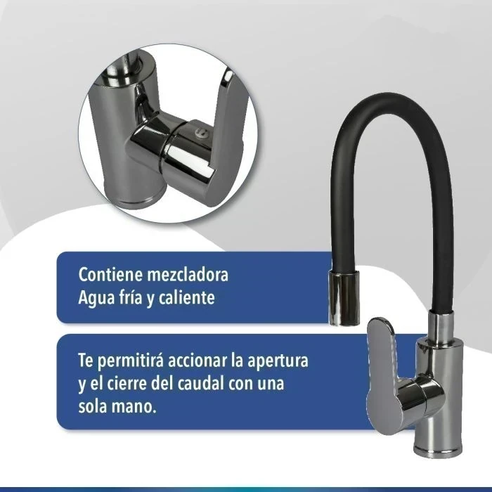 CANILLA GRIFERÍA DE COCINA MONOCROMADO FLEXIBLE  3