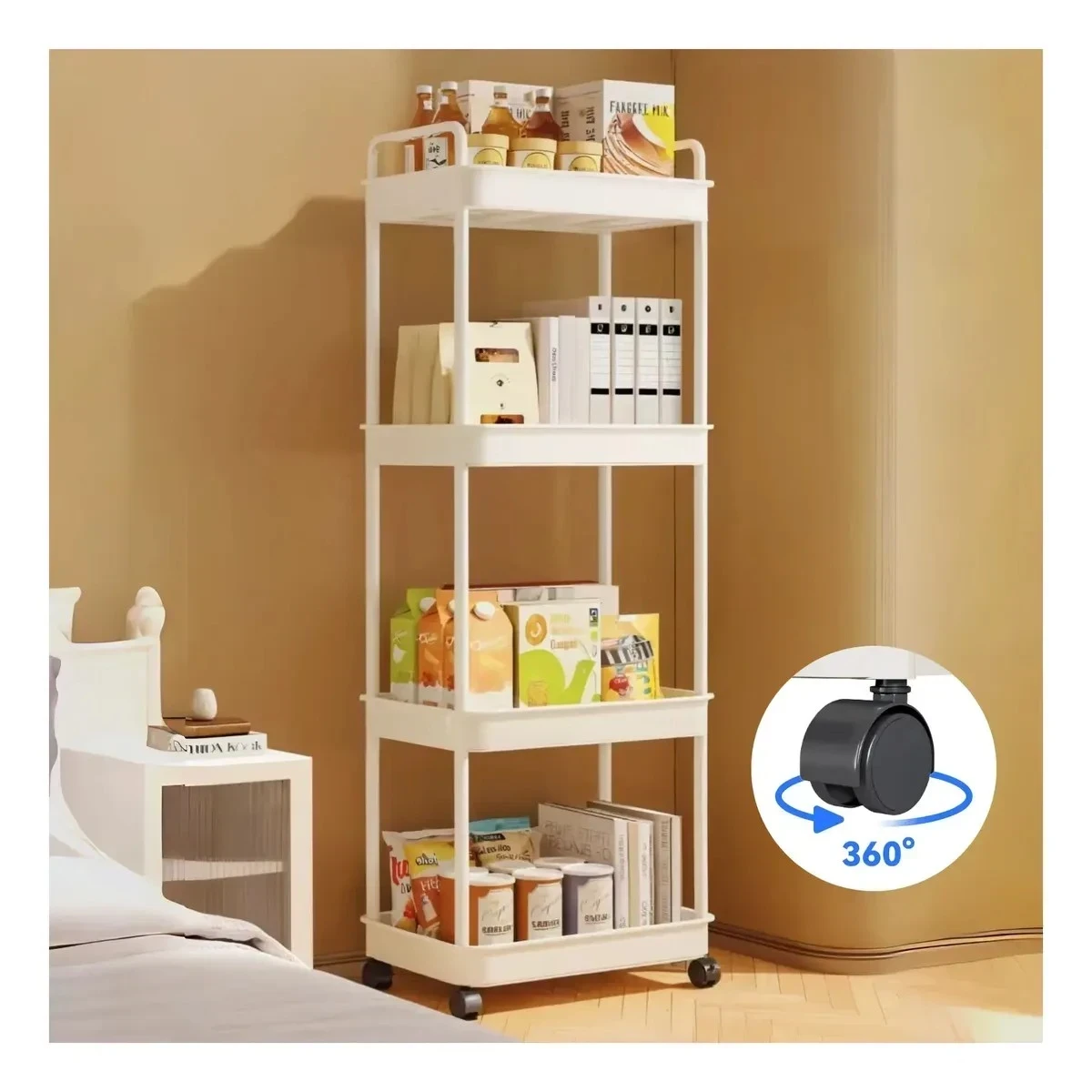 Carro Organizador Con 4 Niveles y Ruedas Estante Abs