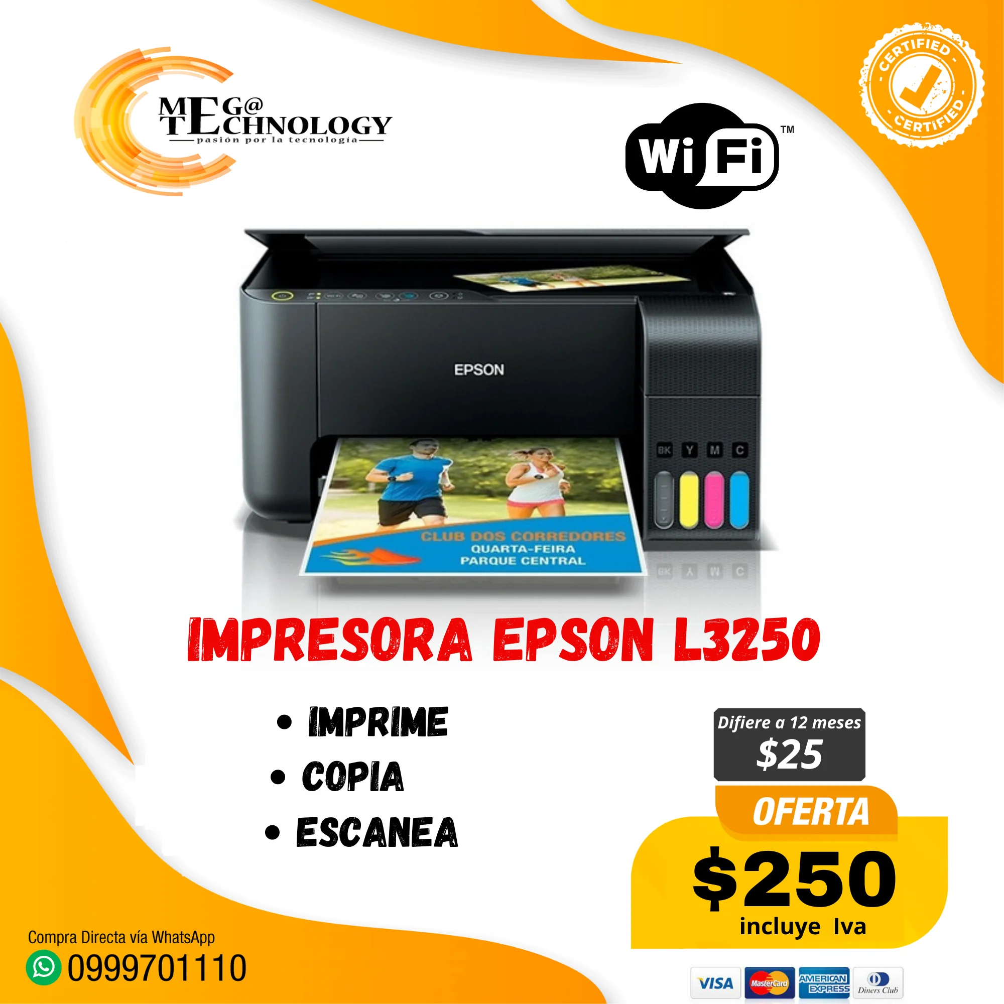 IMPRESORA L3250 MILTIFUNCION SISTEMA DE TINTA CONTINUO CON WIFI