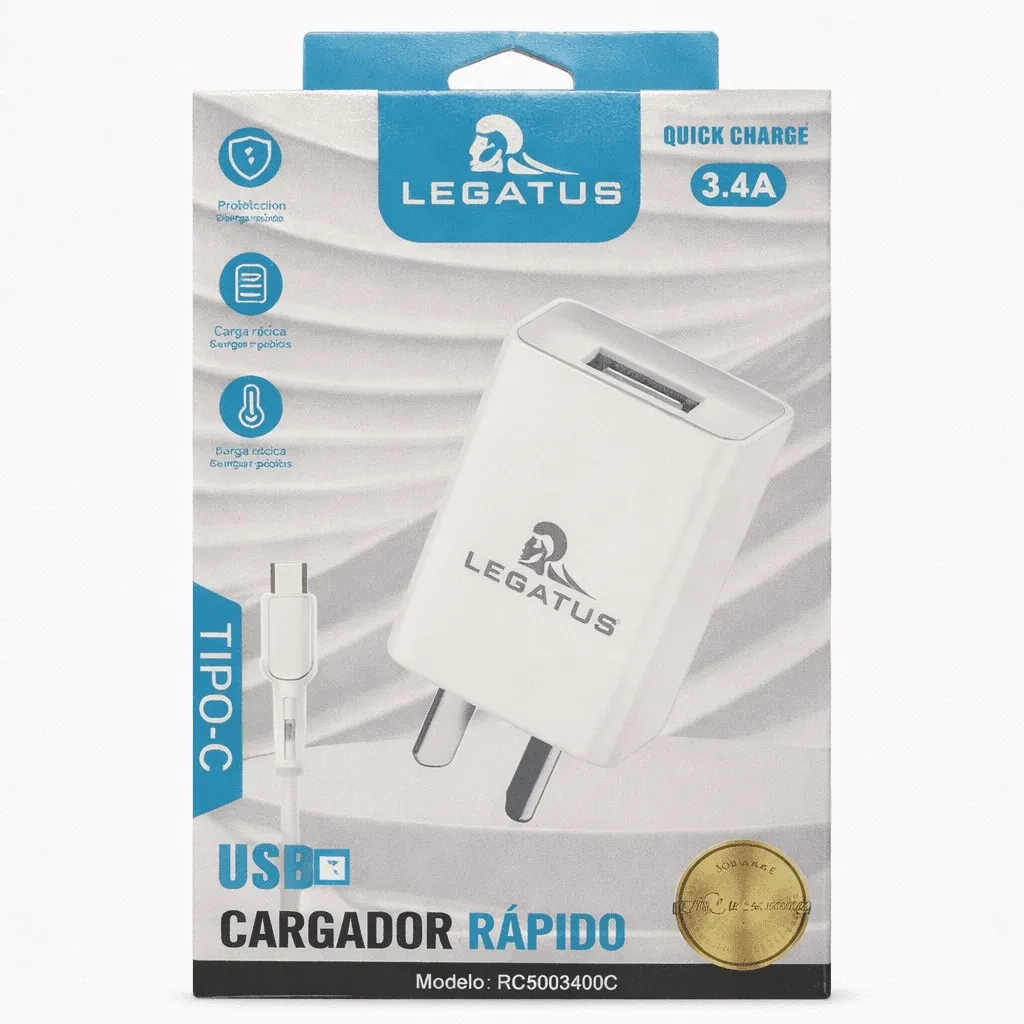 Cargador tipo c 3.4a legatus desmontable