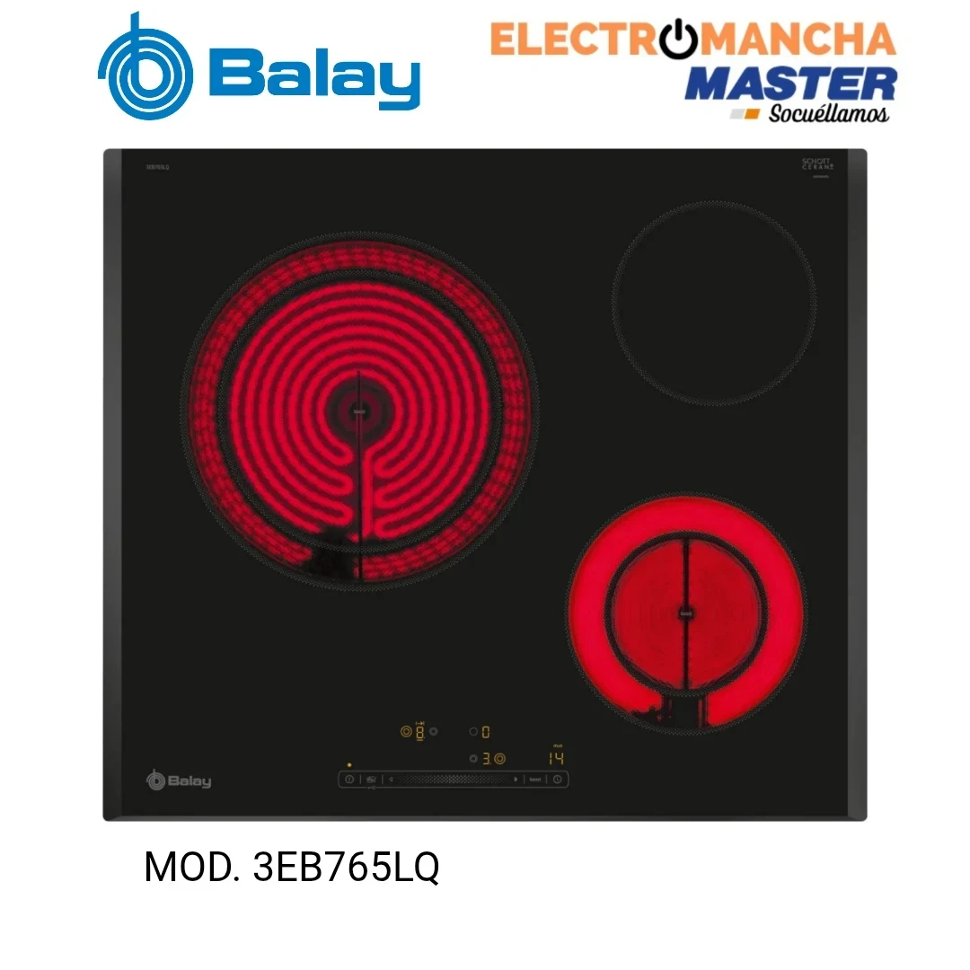 VITROCERÁMICA BALAY 3B765LQ 3 FUEGOS HARO 28 CM.
