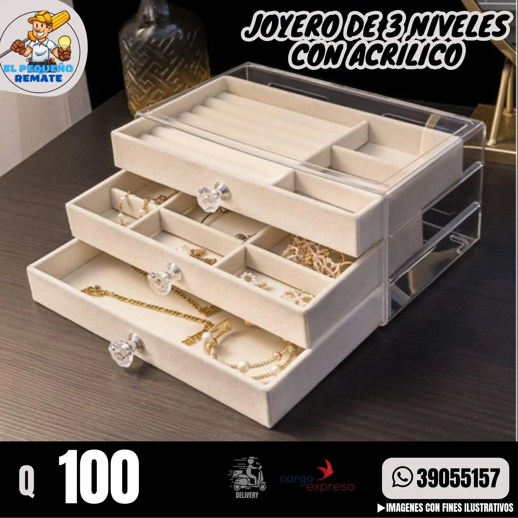 JOYERO DE 3 NIVELES VON ACRÍLICO  3