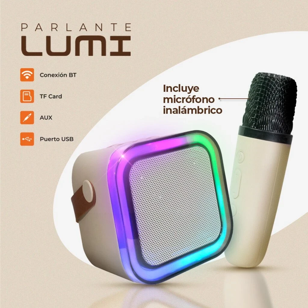 PARLANTE 3" MINI CON MICROFONO – MODS-901 LUMI – STOCK – BLANCO