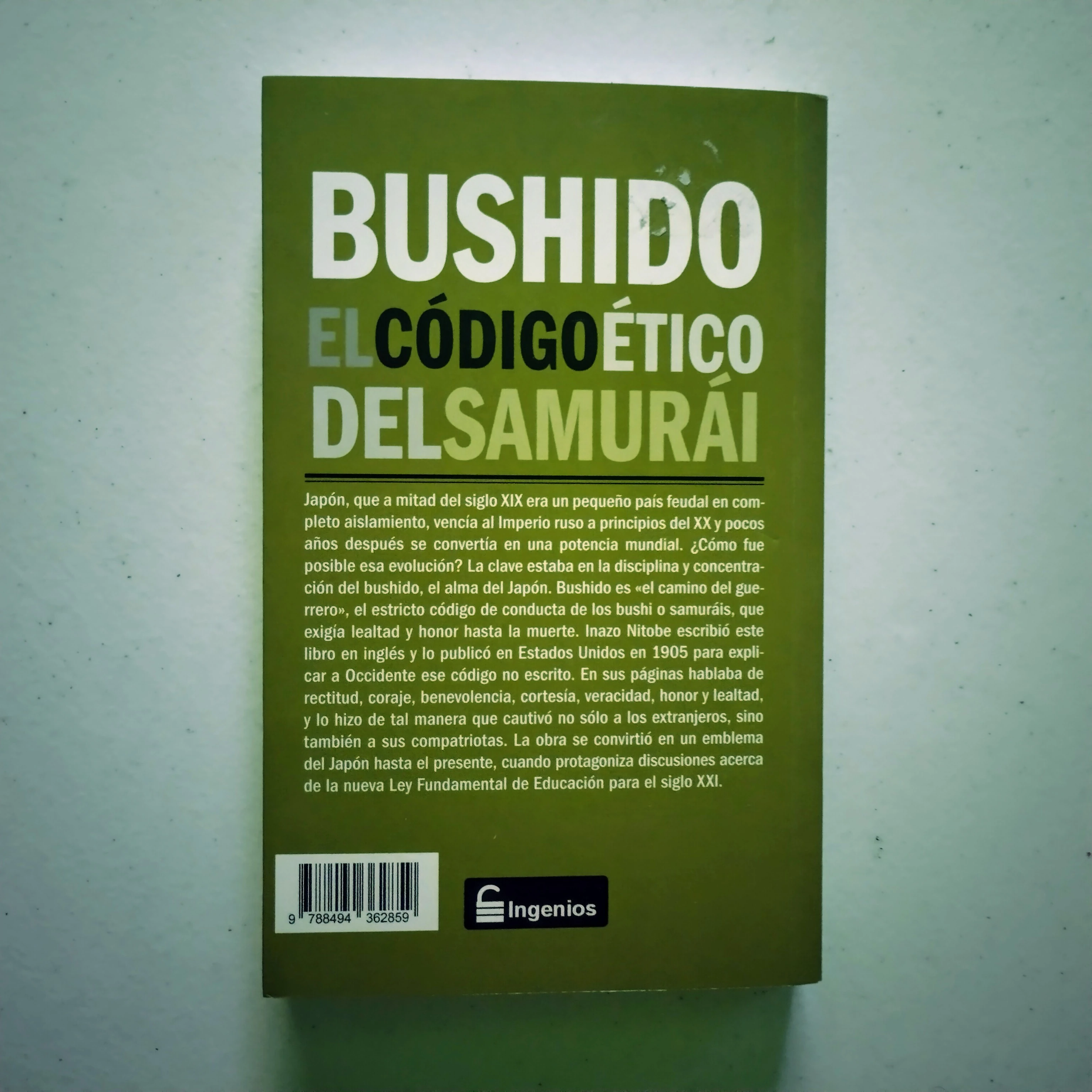 Bushido, el código ético del samurai, Inazo Nitobe, nuevo  2