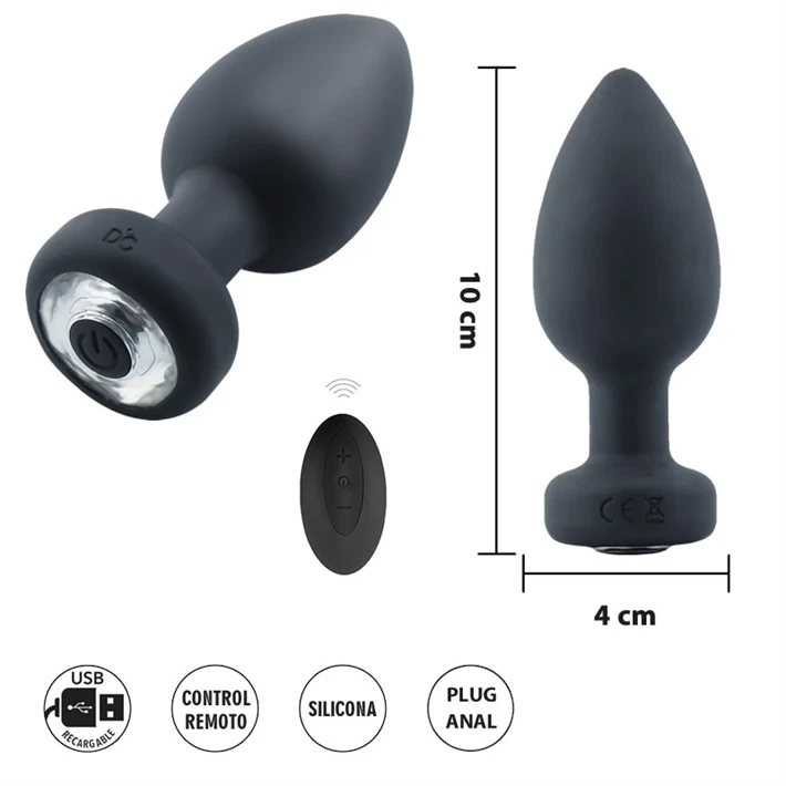 Hydrus Dilatador anal con vibracion carga USB y control remoto