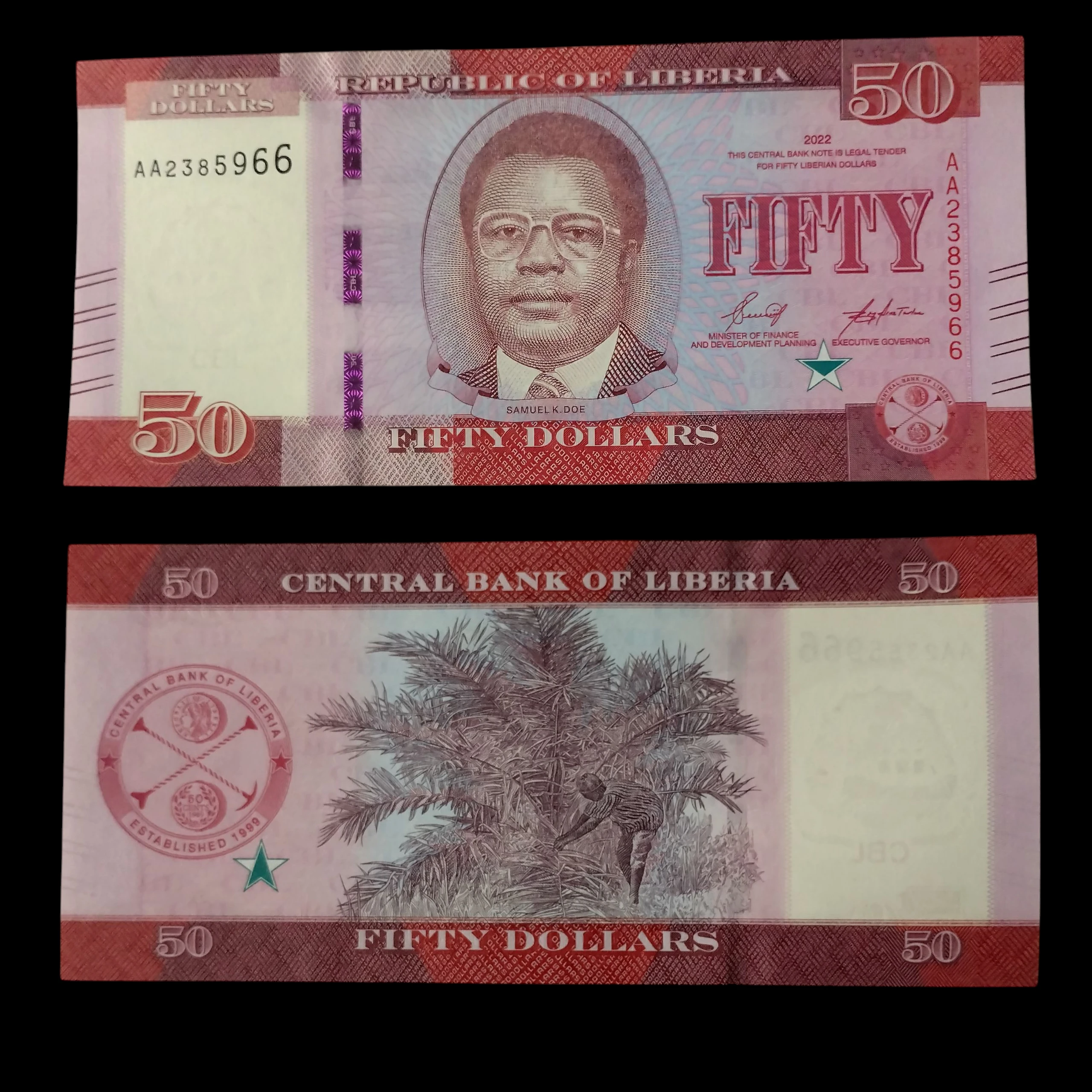 • Liberia 50 dolares UNC