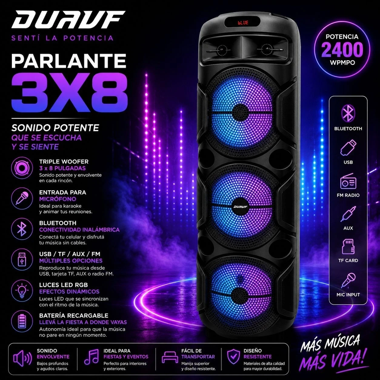 Parlante portatil Duavf Void 3x8