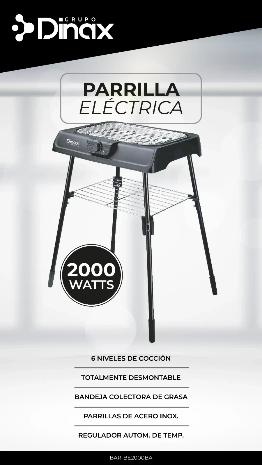 PARRILLA ELECTRICA DINAX DESMONTABLE ACERO INOX