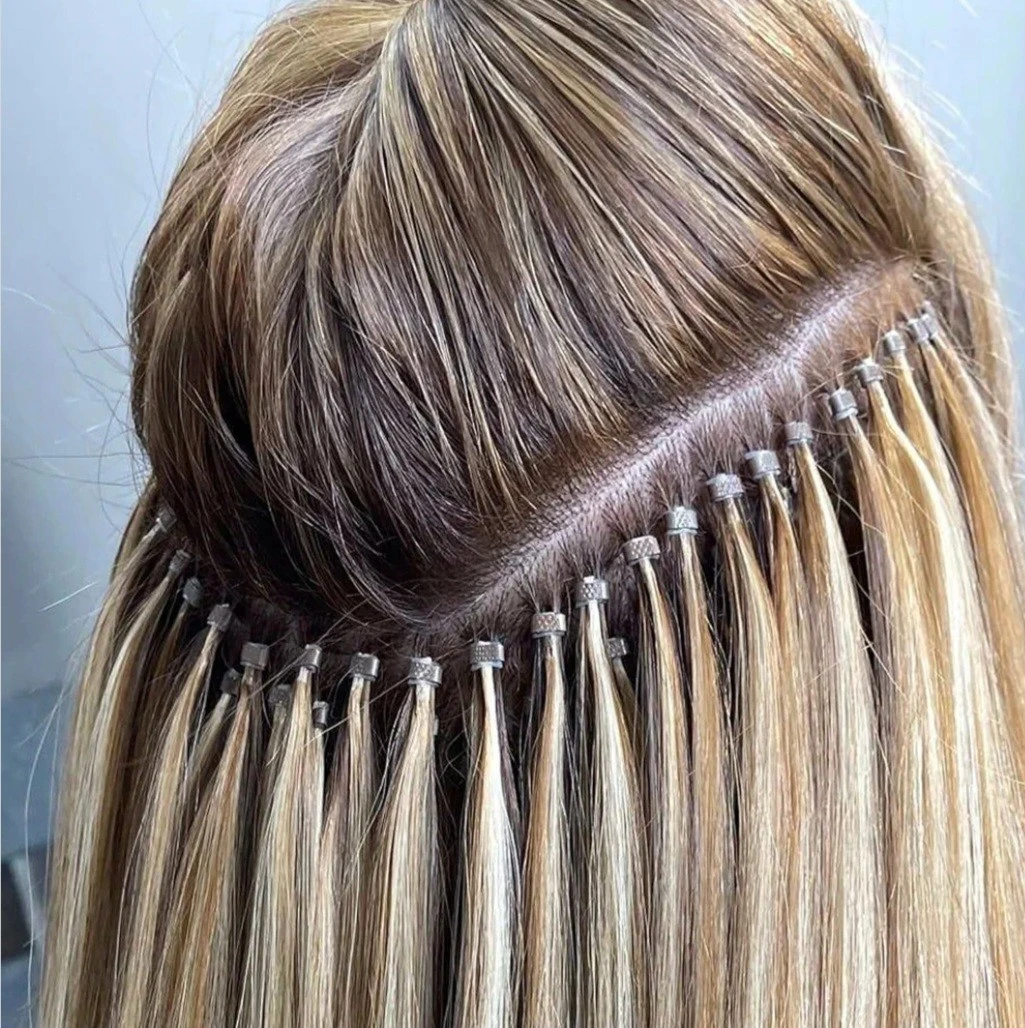 Microring Color Café con Goma para Extensiones de Cabello 2