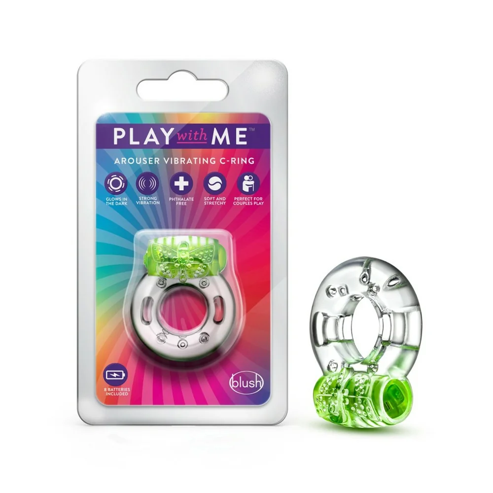 Play With Me – Arouser Vibrating C-Ring – Green