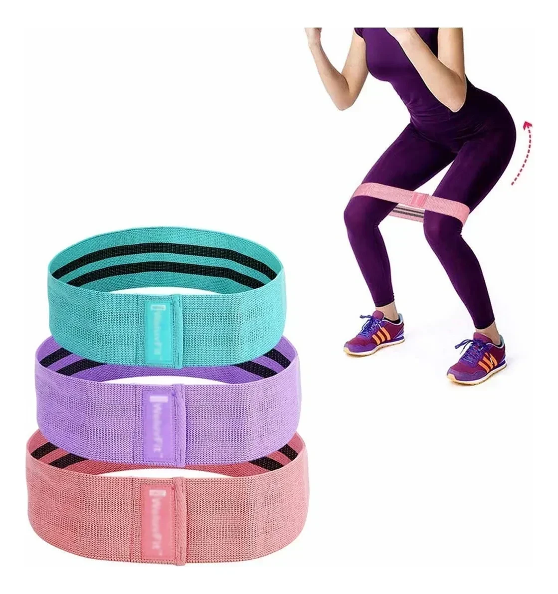 Bandas Elásticas Pro, 3 Pcs De Tela Con Bolso Yoga Gianpa 2