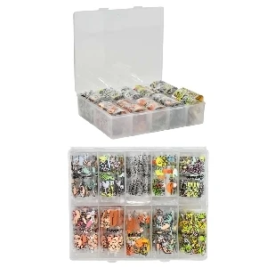 DECORACION PARA UNAS PAPEL FOIL "ROSTRO Y FLORES" 10 ESPACIOS CAJA DE PLASTICO