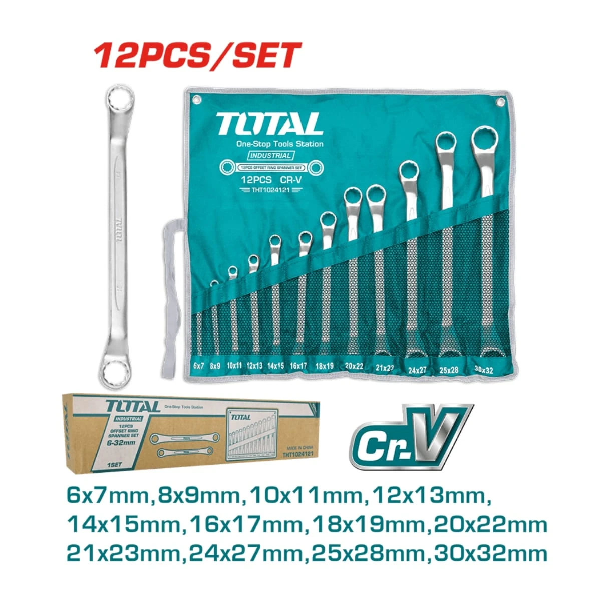 THT1024121 Set de llaves corona acocada 6-32mm 12pcs total 