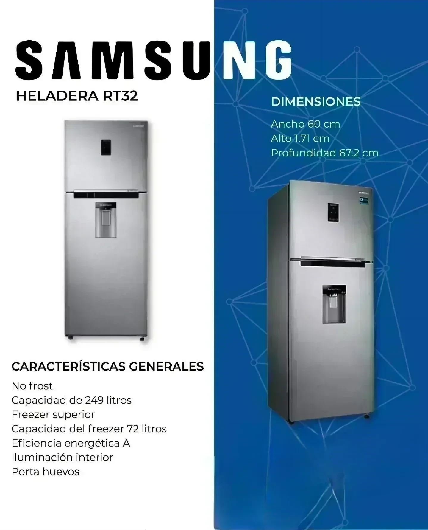 HELADERA SAMSUNG RT32 C/DISPENSER SILVER