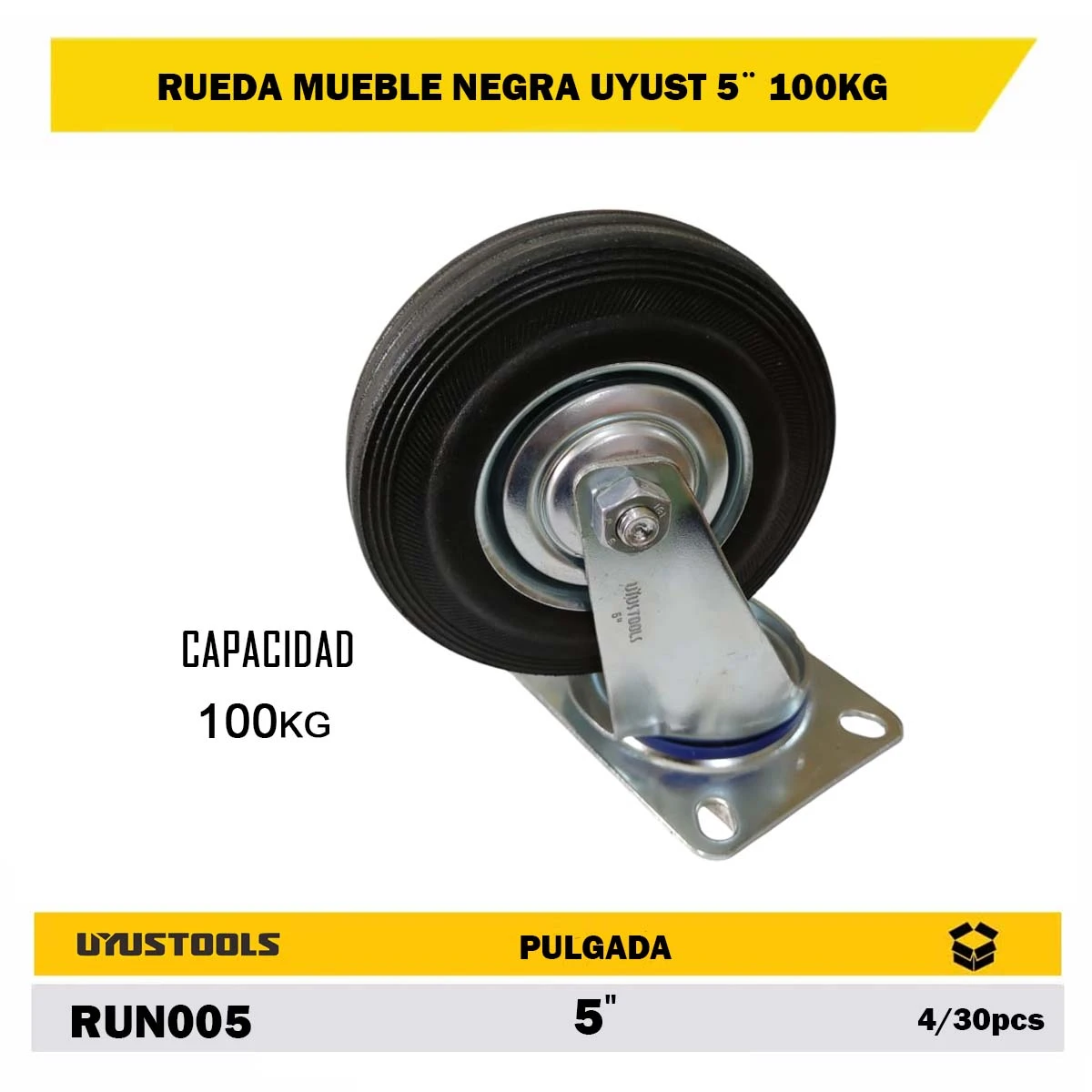 RUEDA MUEBLE NEGRA UYUST 5¨ 100KG