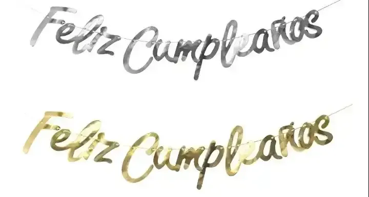 Guirnalda Feliz Cumpleaños letras cursiva metalizado 2
