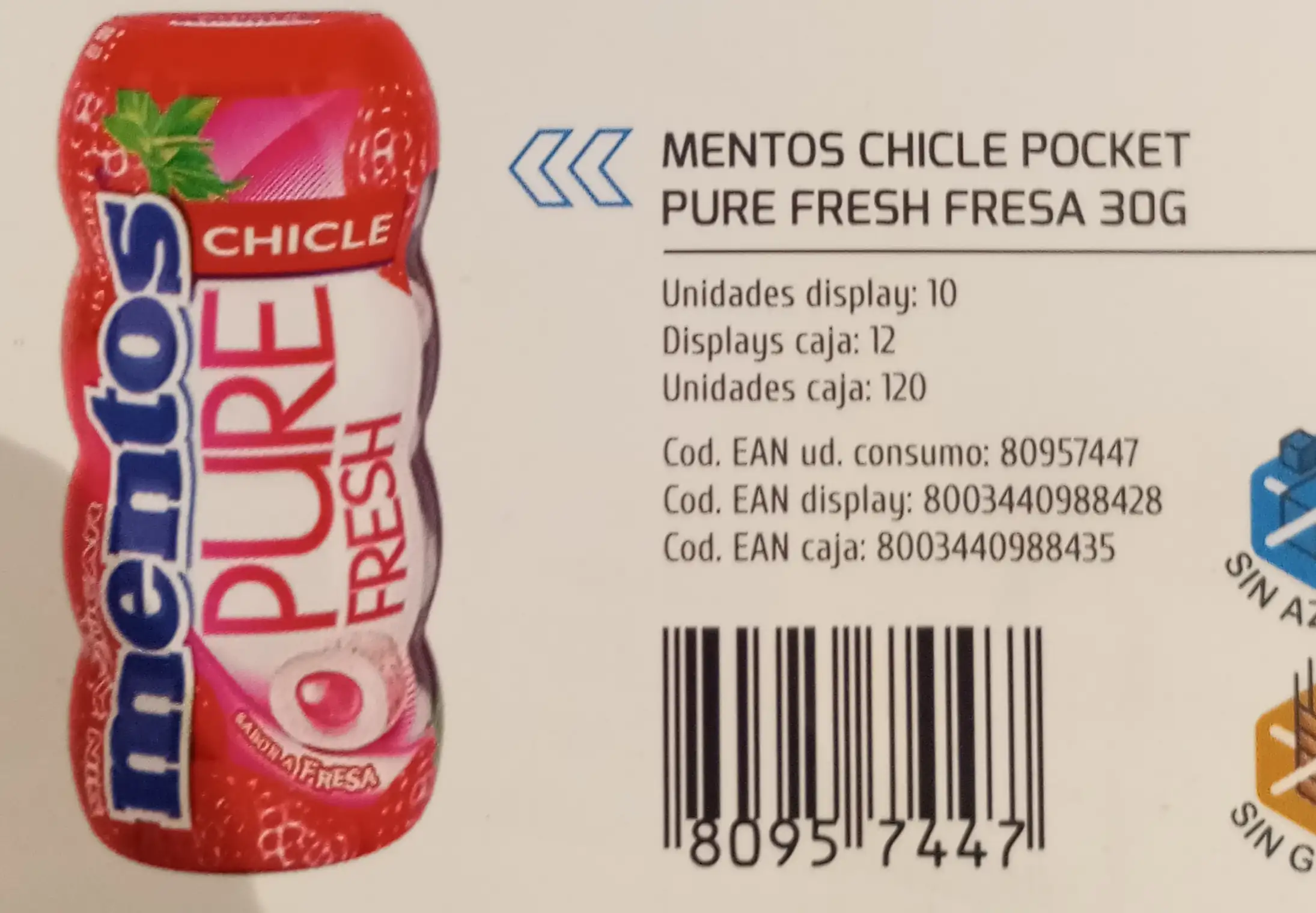 MENTOS CHILE POCKET PURE FREDH FRESA