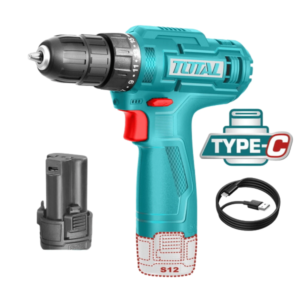 THKTHP10892 Taladro 12v + set 89 herramientas total 2