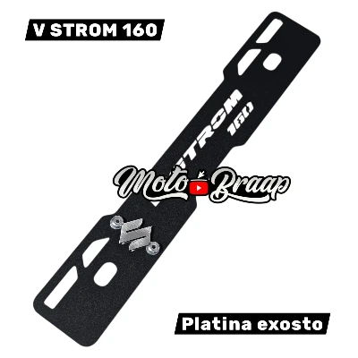 V STROM 160 Platina lateral exosto acero negro logo 3d cromado ML