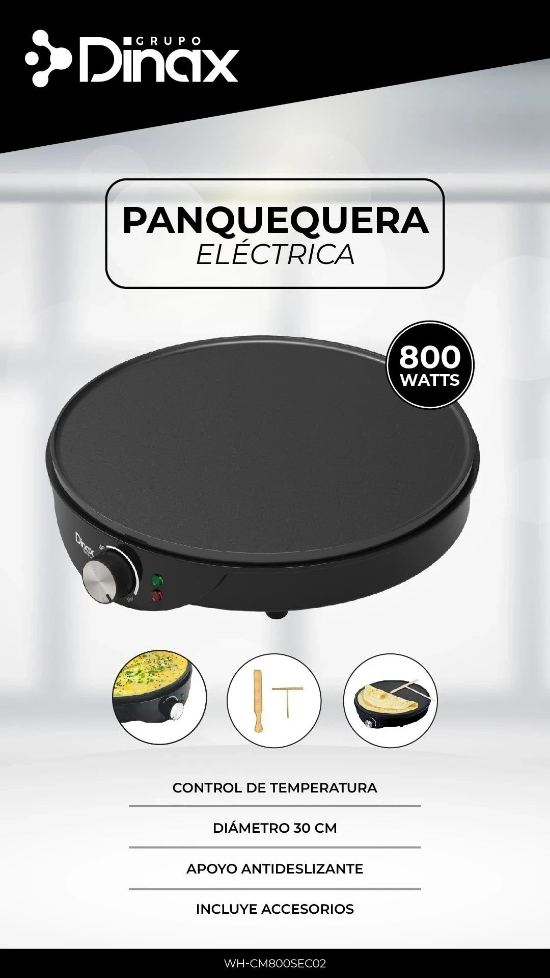 PANQUEQUERA ELÉCTRICA DINAX 30CM 