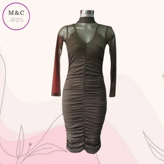 Vestido Talla Mediana manga larga con transparencias 2