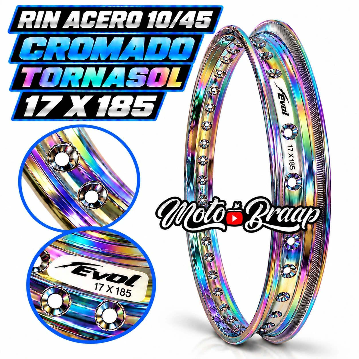 17 x 185 Rin acero tornasol EVOL