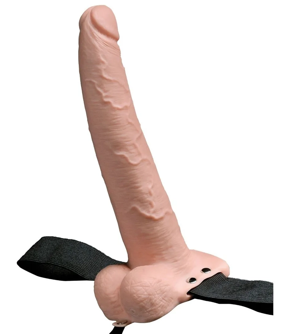 9" Hollow Rechargeable Strap On with Balls 4