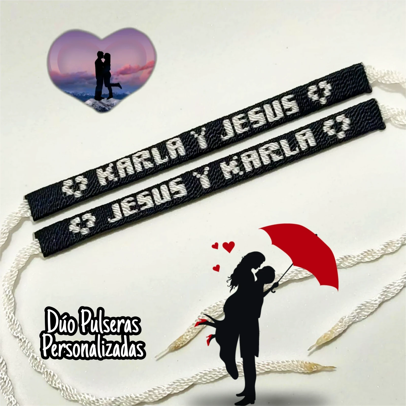 Dúo Pulseras Personalizadas con Nombres